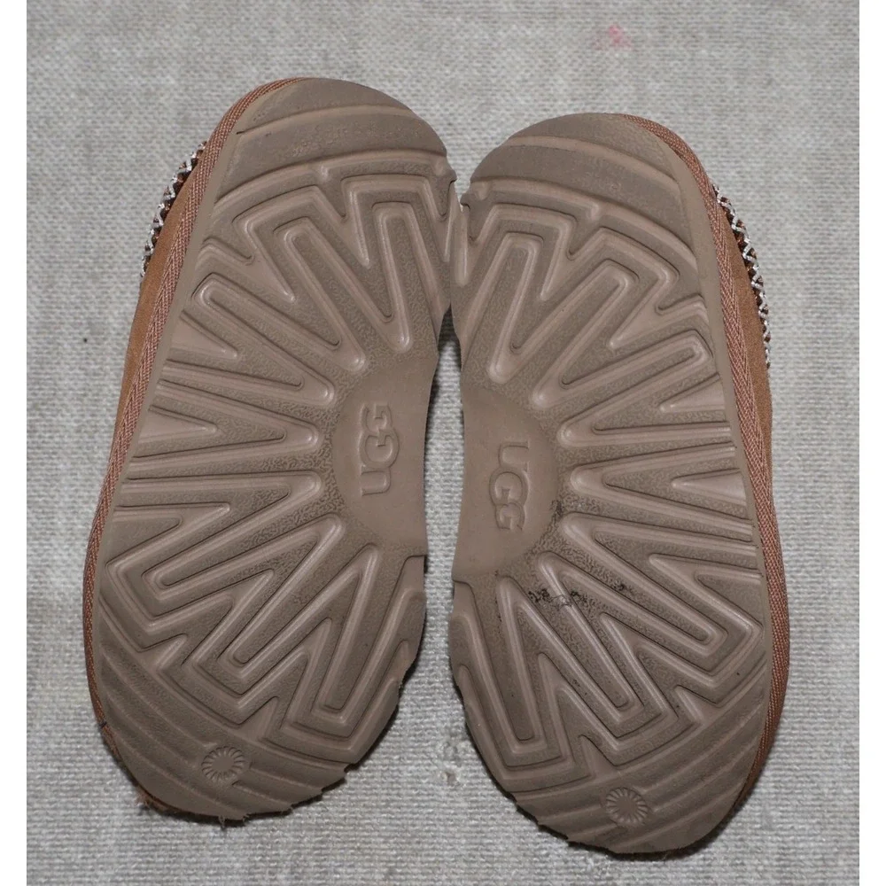 UGG Tazz Slippers Chestnut Toddler Kids Size 10 Brown Suede Shoes Platform